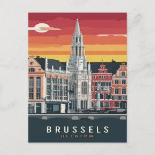 Bryssel, Belgiens Vintage Painting Vykort