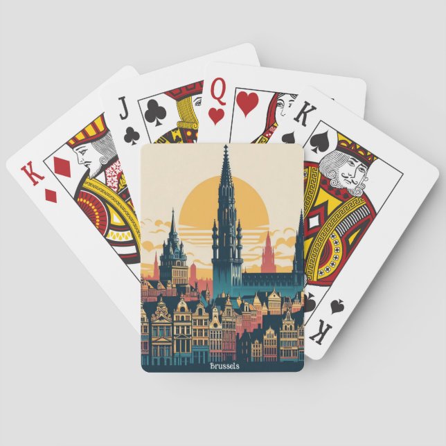 Bryssel, belgisk stilmålning casinokort (Baksidan)