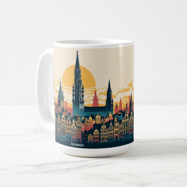 Bryssel, belgisk stilmålning kaffemugg (Framsida vänster)