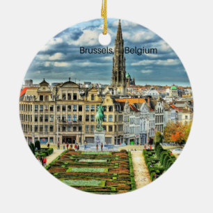 Bryssel, cityscape-foto för Belgien Julgransprydnad Keramik