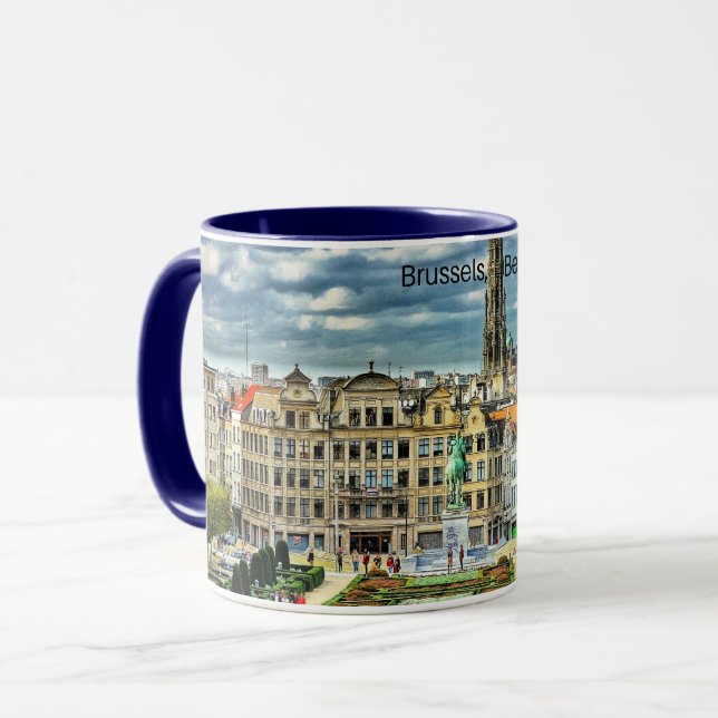 Bryssel, cityscape-foto för Belgien Mugg (Framsida vänster)