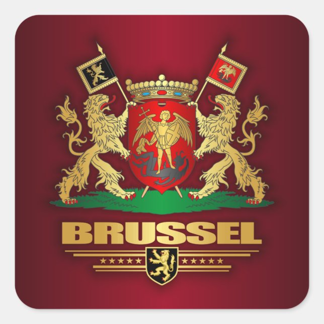 Bryssel COA Fyrkantigt Klistermärke (Framsida)