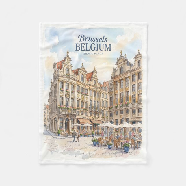 Bryssel Grand Place Historisk  Fleecefilt (Framsidan)