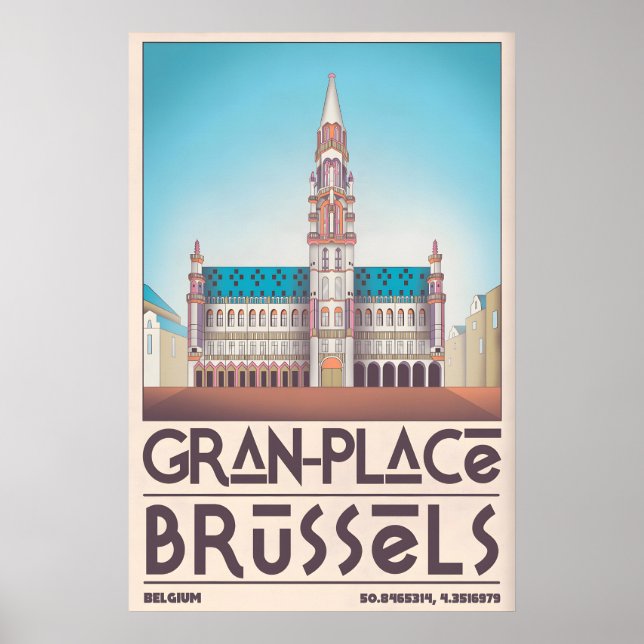 Bryssel Grand Place konsttryck - Arkitektonisk Poster (Framsidan)