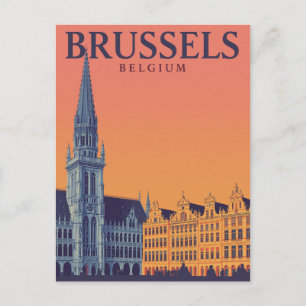 Bryssel Grand Place Vintage Researata Konst Vykort