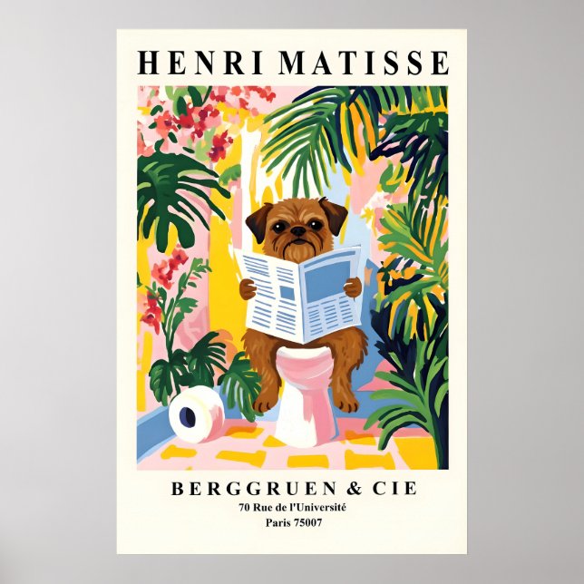 Bryssel Griffon Badrum Matisse Stil Hund på Poster (Framsidan)