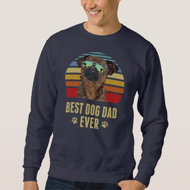 Bryssel Griffon Best Hund Pappa någonsin Retro Sun Lång Ärmad Tröja (Framsida)