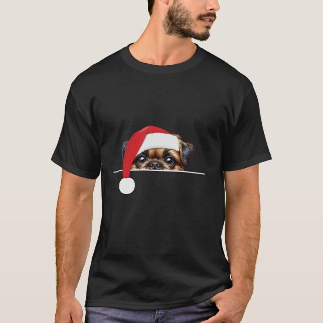 Bryssel Griffon Hund älskare Funny Santa Hat Chris T Shirt (Framsida)