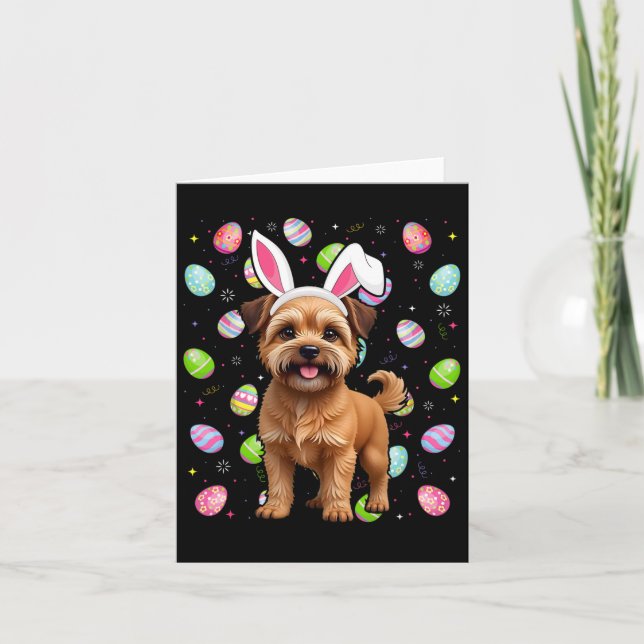 Bryssel Griffon Hund Glad påsk Egg Hunt Bunny E Kort (Framsida)