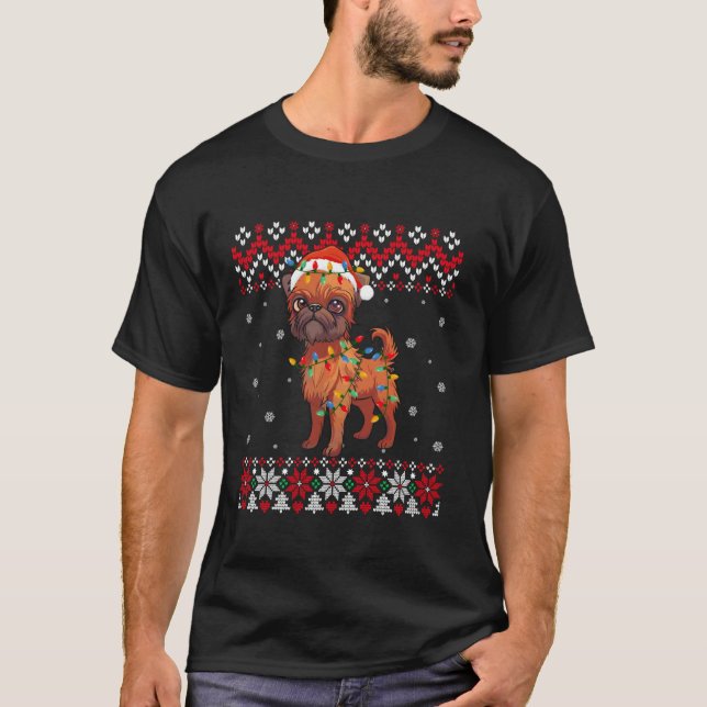 Bryssel Griffon Hund Santa Hat Manar Kids Ugly Chr T Shirt (Framsida)