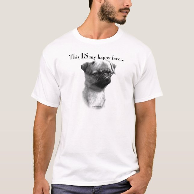 Bryssel Griffon Lycklig Ansikte Tee Shirt (Framsida)