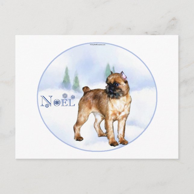 Bryssel Griffon Noel Helg Vykort (Framsida)