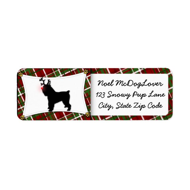 Bryssel Griffon Reindeer jul Returadress Etikett (Framsidan)