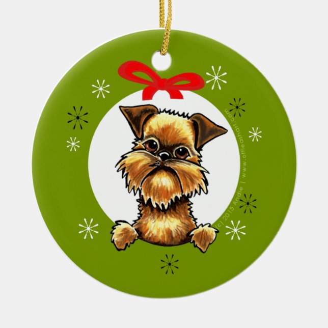 Bryssel Griffon Rough Jackar julklapp Julgransprydnad Keramik (Framsidan)