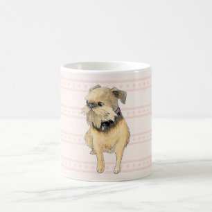 Bryssel Griffon sittaakvarell i rosor Kaffemugg