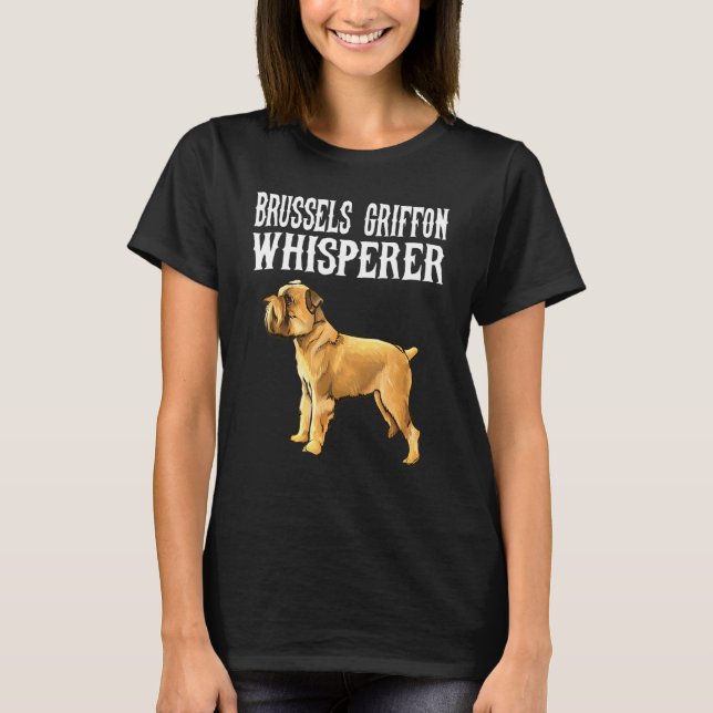 Bryssel Griffon Viskar Hund T Shirt (Framsida)