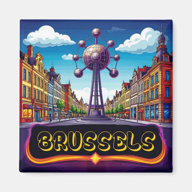 Bryssel Resa Souvenir Minne ⭐ Magnet (Framsidan)