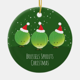 Bryssel Sprouts Santa Hat Grönt Livsmedelshjul Julgransprydnad Keramik
