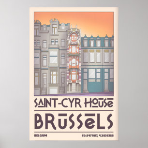 Bryssel Väggkonsttryck Saint Cyr House Fasad Poster