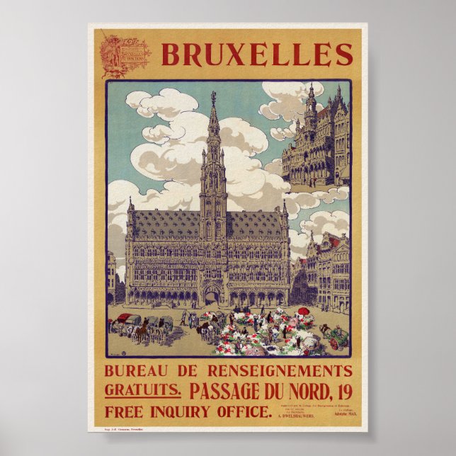 Bryssel Vintage affisch 1913 (Framsidan)