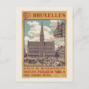 Bryssel Vintage affisch 1913 Vykort