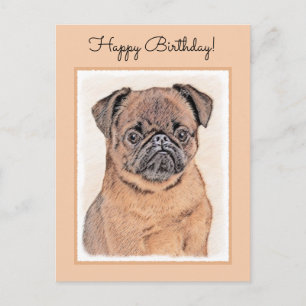 Brysselgriffon Smooth Målning Original Hundkonst Vykort