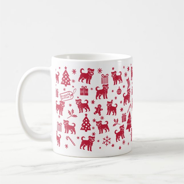 Bryssels Griffon-juldesign Kaffemugg (Vänster)