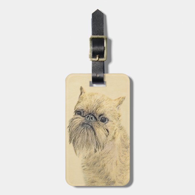 Bryssels Griffon-målning - Cute Original Hund Art Bagagebricka (Vertikal Framsida)