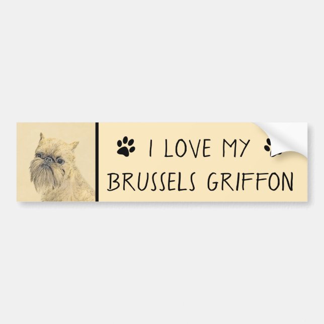 Bryssels Griffon-målning - Cute Original Hund Art Bildekal (Framsidan)