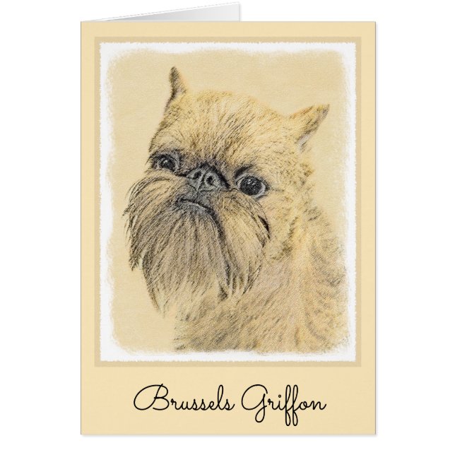 Bryssels Griffon-målning - Cute Original Hund Art Hälsningskort (Framsidan)