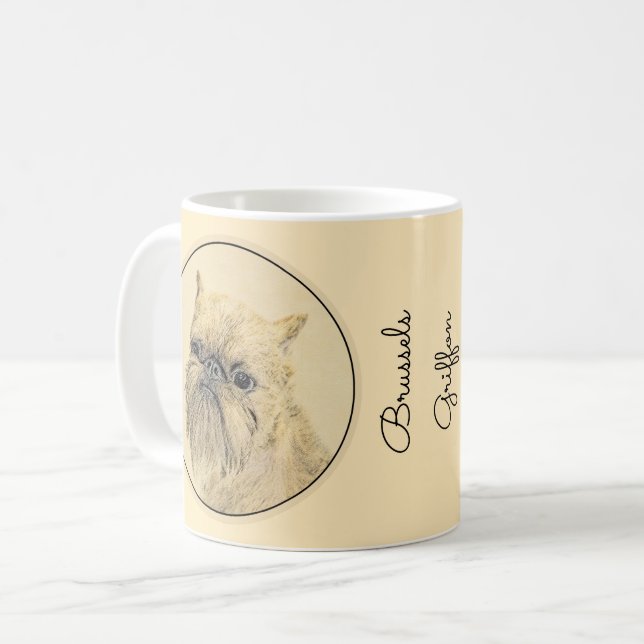 Bryssels Griffon-målning - Cute Original Hund Art Kaffemugg (Framsida vänster)