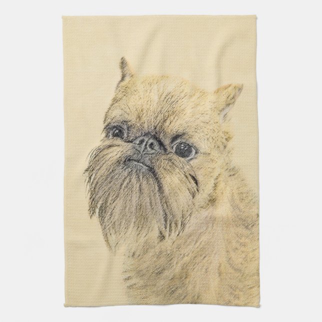 Bryssels Griffon-målning - Cute Original Hund Art Kökshandduk (Vertikal)