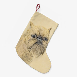 Bryssels Griffon-målning - Cute Original Hund Art Liten Julstrumpa