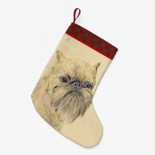 Bryssels Griffon-målning - Cute Original Hund Art Liten Julstrumpa