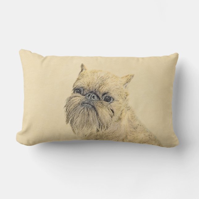 Bryssels Griffon-målning - Cute Original Hund Art Lumbarkudde (Framsida)