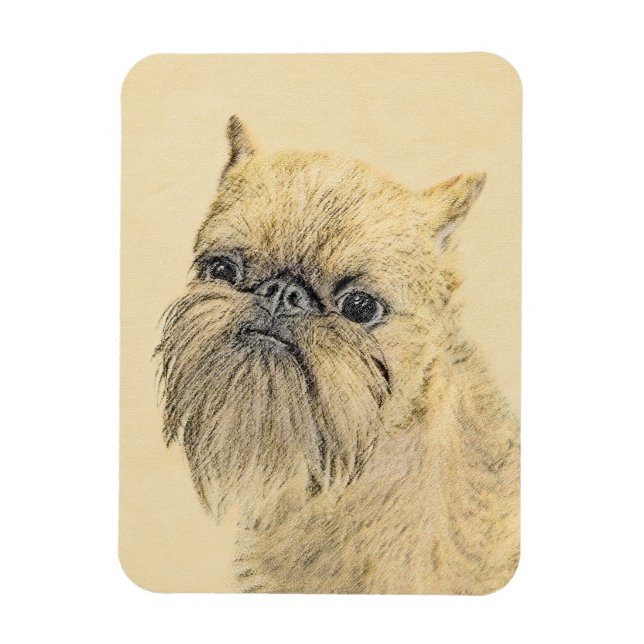 Bryssels Griffon-målning - Cute Original Hund Art Magnet (Vertikal)