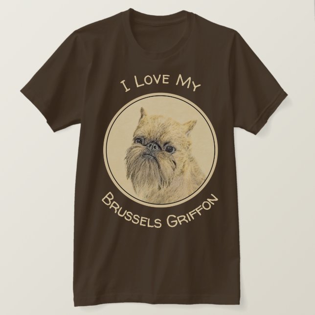 Bryssels Griffon-målning - Cute Original Hund Art T Shirt (Design framsida)