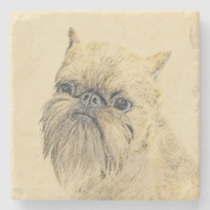 Bryssels Griffon-målning - Cute Original Hund Art Underlägg Sten