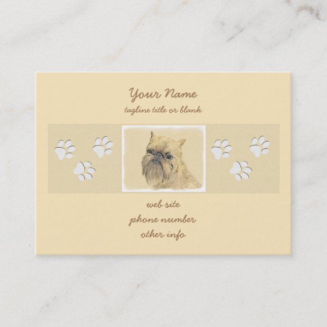 Bryssels Griffon-målning - Cute Original Hund Art Visitkort (Framsida)