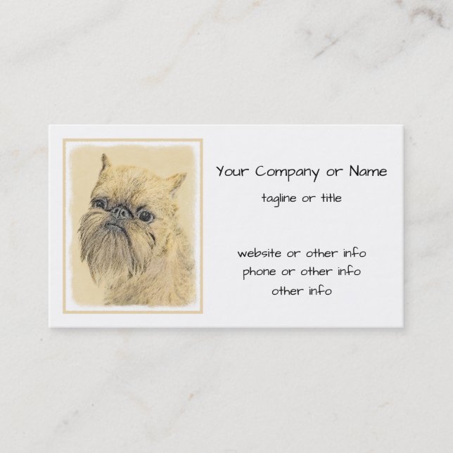 Bryssels Griffon-målning - Cute Original Hund Art Visitkort (Framsida)