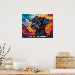 Bryssels Griffon Papper Quilling Art Porträtt Poster