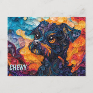 Bryssels Griffon Papper Quilling Art Porträtt Vykort