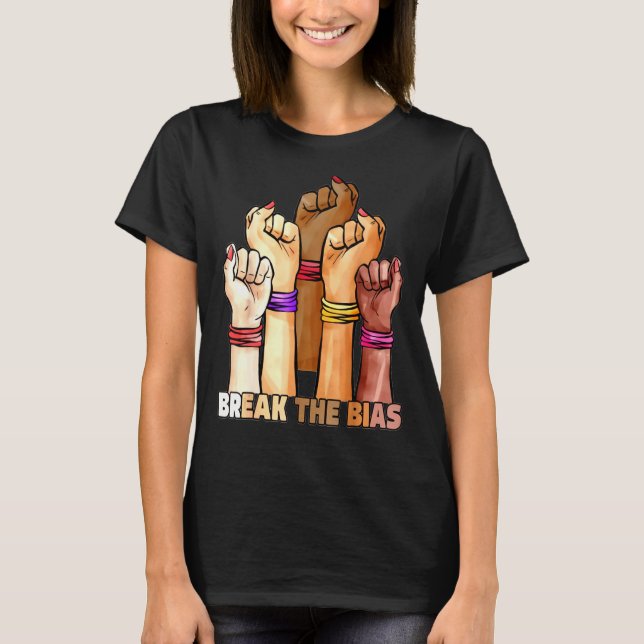Bryt bias den 8 mars 2022 Lycklig Internationell W T Shirt (Framsida)