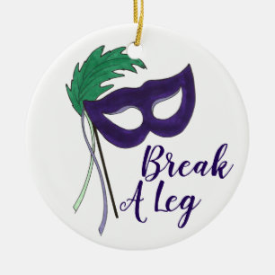 Bryt en Leg Drama-mask som öppnar nattteater Julgransprydnad Keramik