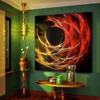 Bryta Abstrakten Circle Wrapped Canvas Skriv ut