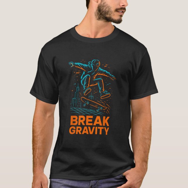 Bryta Gravity Skateboarding Urn Dynamisk Street Ae T Shirt (Framsida)