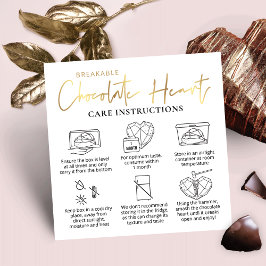 Brytbar Chocolate Heart Care Guide White & Guld Fyrkantigt Visitkort