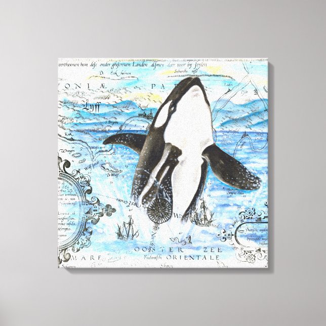 Brytning av Orca Ancient Karta Canvastryck (Framsida)