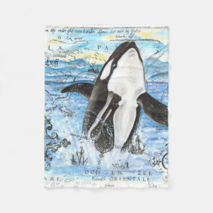 Brytning av Orca Ancient Karta Fleecefilt