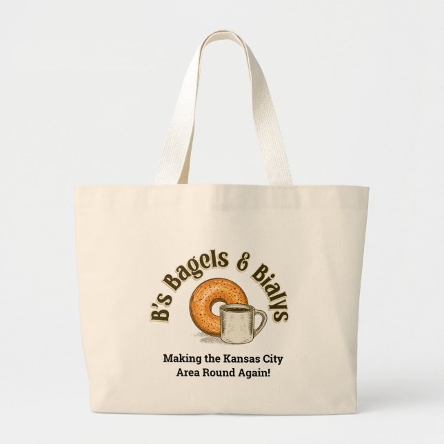 B's Bagels Large Tote Jumbo Tygkasse (Framsidan)